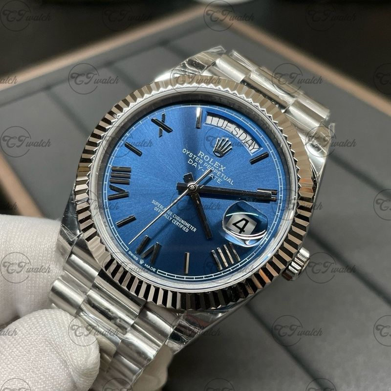 Day Date 126331 Luxury Rolex Watch 40mm Bright Blue Dial Swiss Movement 3255 Super Clone Watch