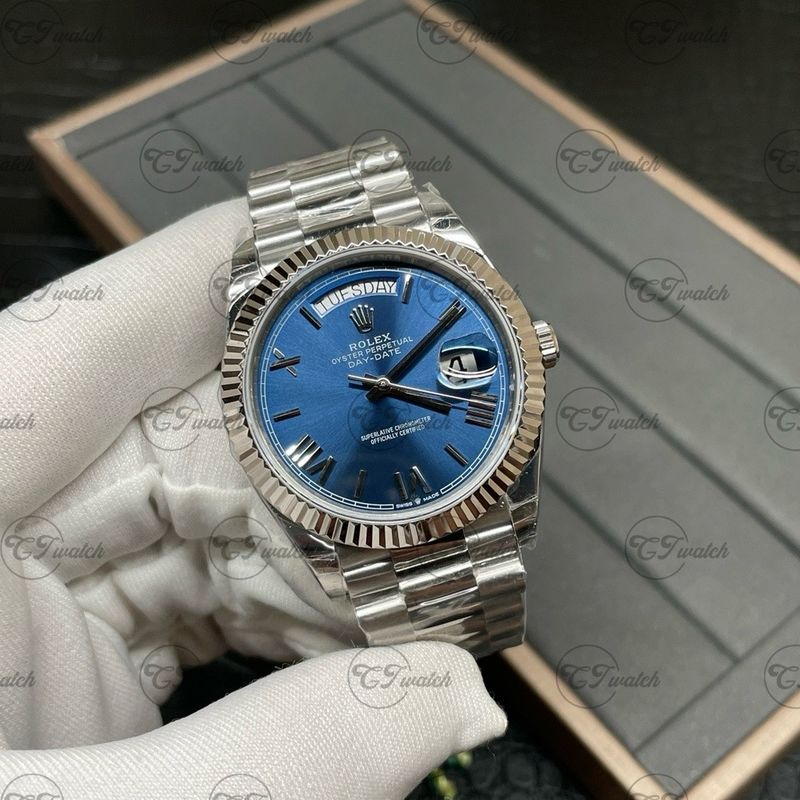 Day Date 126331 Luxury Rolex Watch 40mm Bright Blue Dial Swiss Movement 3255 Super Clone Watch