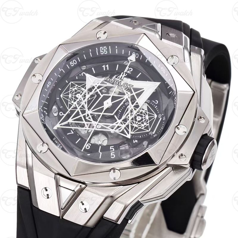Skeleton Dial Clone Luxury Hublot Watch Swiss HUB1240 45mm Hublot Big Bang Sang Bleu