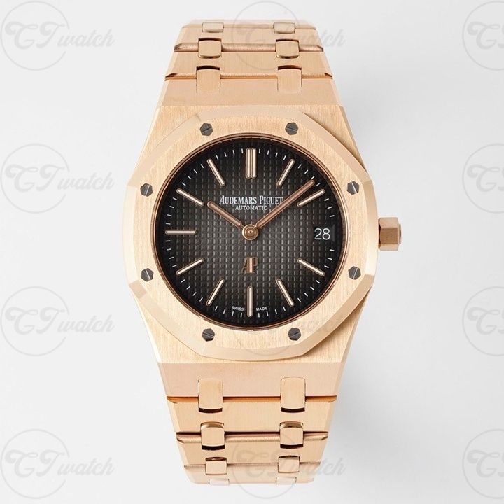 AP Royal Oak 39mm Black Dial Two Hands 18K Rose Gold Super Clone Watch CAL 2121 Swiss Movement ZF Factory