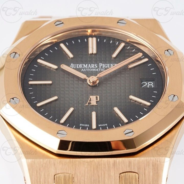 AP Royal Oak 39mm Black Dial Two Hands 18K Rose Gold Super Clone Watch CAL 2121 Swiss Movement ZF Factory