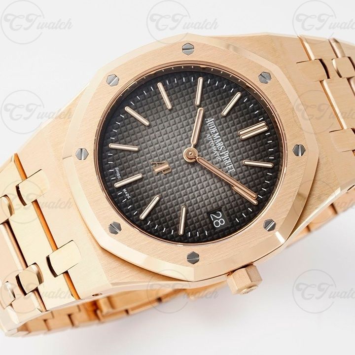 AP Royal Oak 39mm Black Dial Two Hands 18K Rose Gold Super Clone Watch CAL 2121 Swiss Movement ZF Factory
