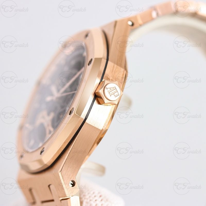 AP Royal Oak 15407OR 41mm Skeleton Super Clone Watch Rose Gold Tone Carbon Style Automatic Stainless steel 3121 Luxury Sport Edition