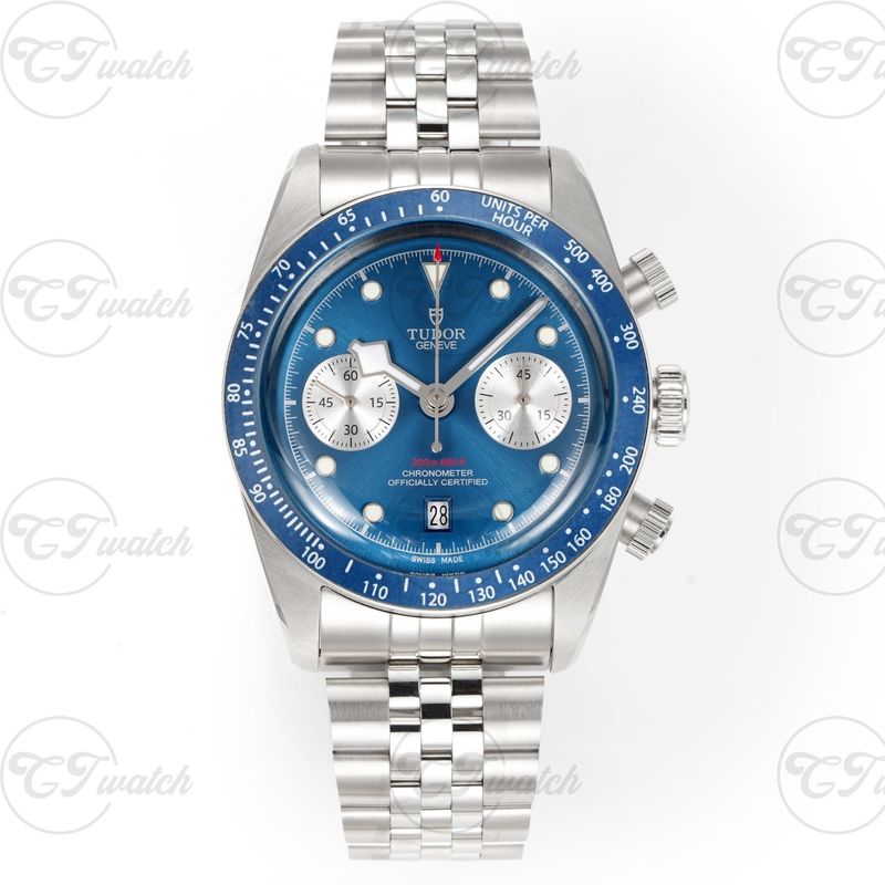 Tudor Black Bay Chrono 41mm Blue Dial Super Clone Watch Reverse Panda Style Automatic Mechanical Jubilee Bracelet