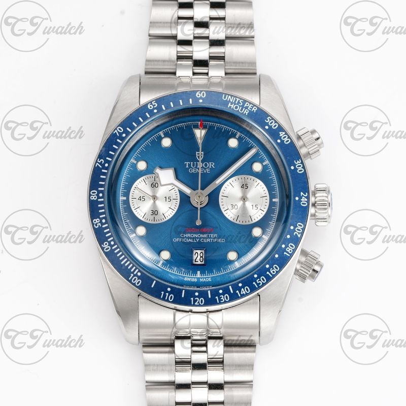 Tudor Black Bay Chrono 41mm Blue Dial Super Clone Watch Reverse Panda Style Automatic Mechanical Jubilee Bracelet