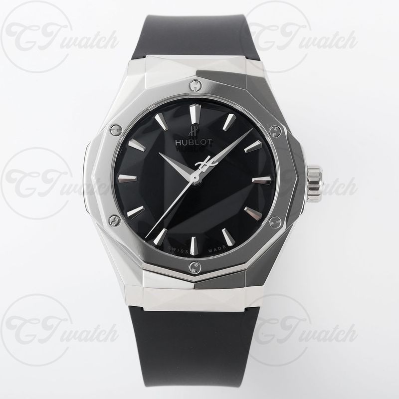 Hublot Classic Fusion Orlinski 39mm Super Clone Watch Titanium Case Black Mirror Dial Rubber Strap Modern Art