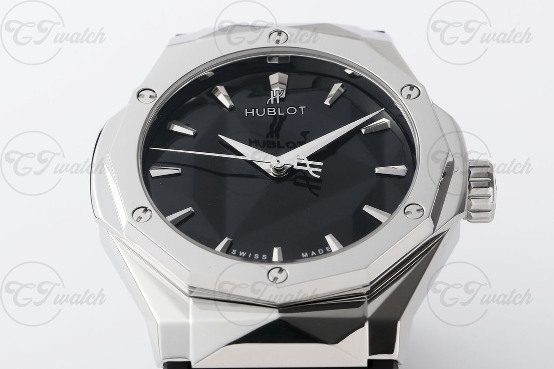 Hublot Classic Fusion Orlinski 39mm Super Clone Watch Titanium Case Black Mirror Dial Rubber Strap Modern Art