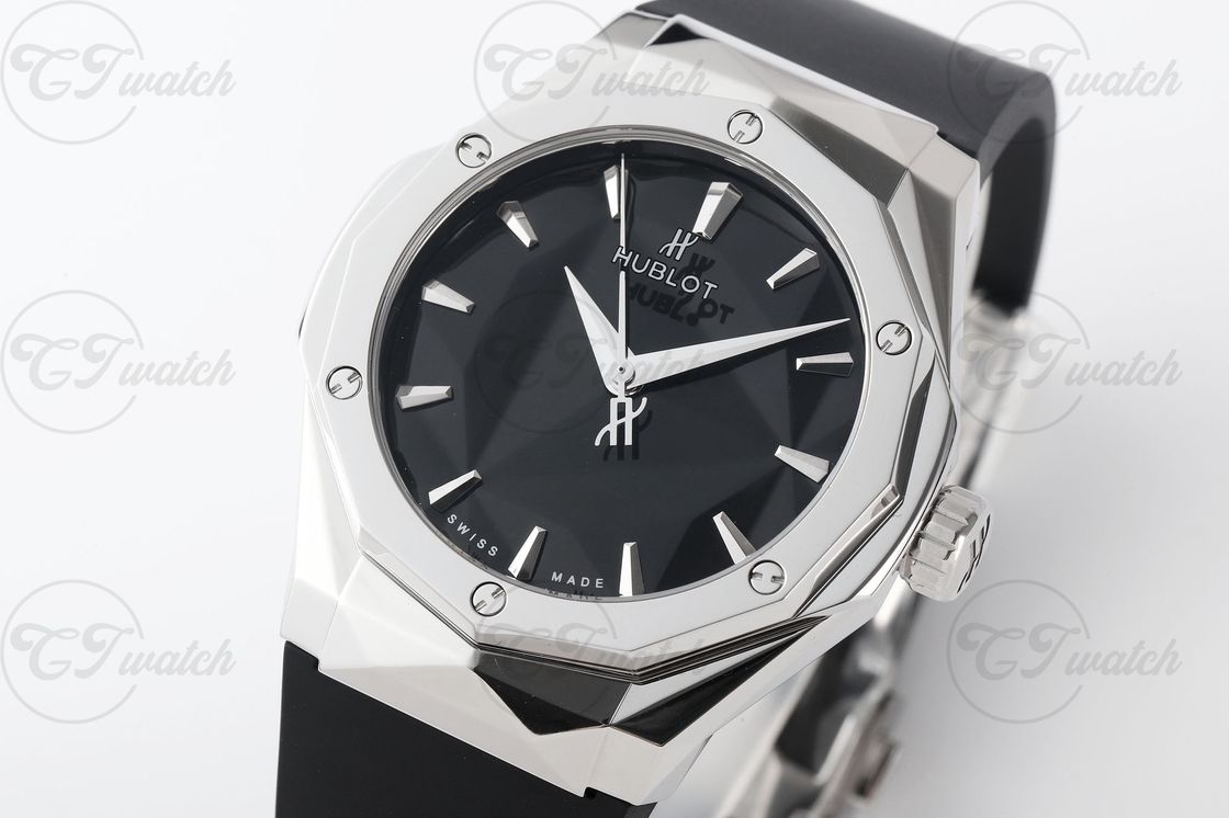 Hublot Classic Fusion Orlinski 39mm Super Clone Watch Titanium Case Black Mirror Dial Rubber Strap Modern Art