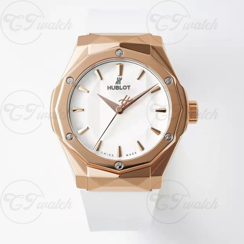 Hublot Classic Fusion Orlinski 39mm Super Clone Watch King Gold White Dial Rubber Strap Art Style