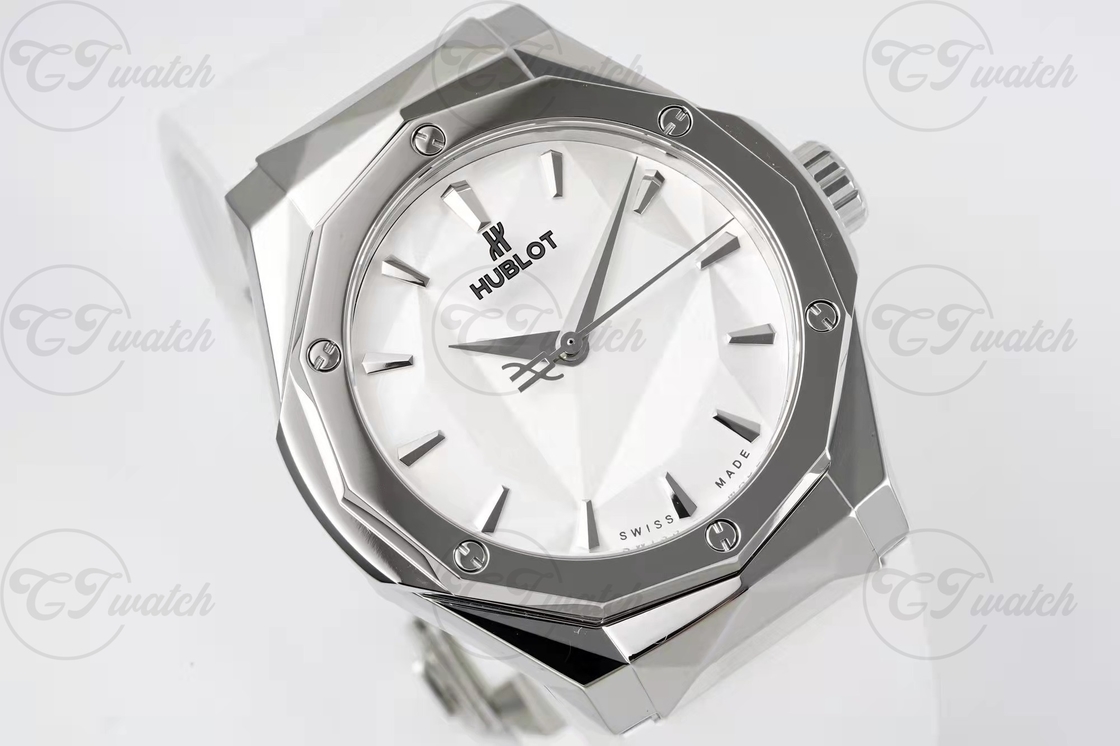 Hublot Classic Fusion Orlinski 39mm Super Clone Watch King Gold White Dial Rubber Strap Art Style