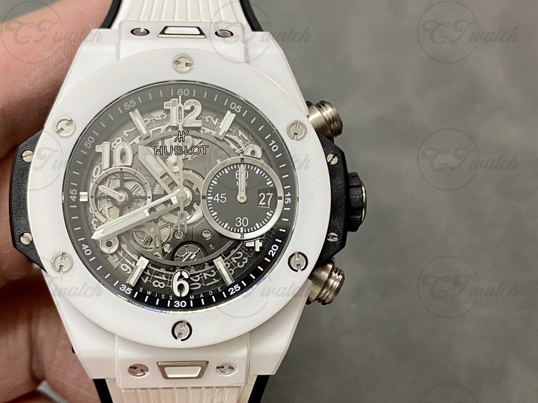 Hublot Spirit of Big Bang 42mm Super Clone Watch Titanium White Skeleton Dial Rubber Strap