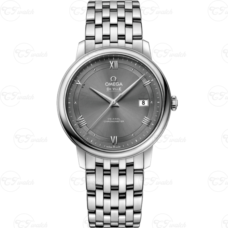 Клон часов Omega De Ville 39,5 мм – механизм Co-Axial 2500, серый опалиновый циферблат, мужские классические часы из нержавеющей стали