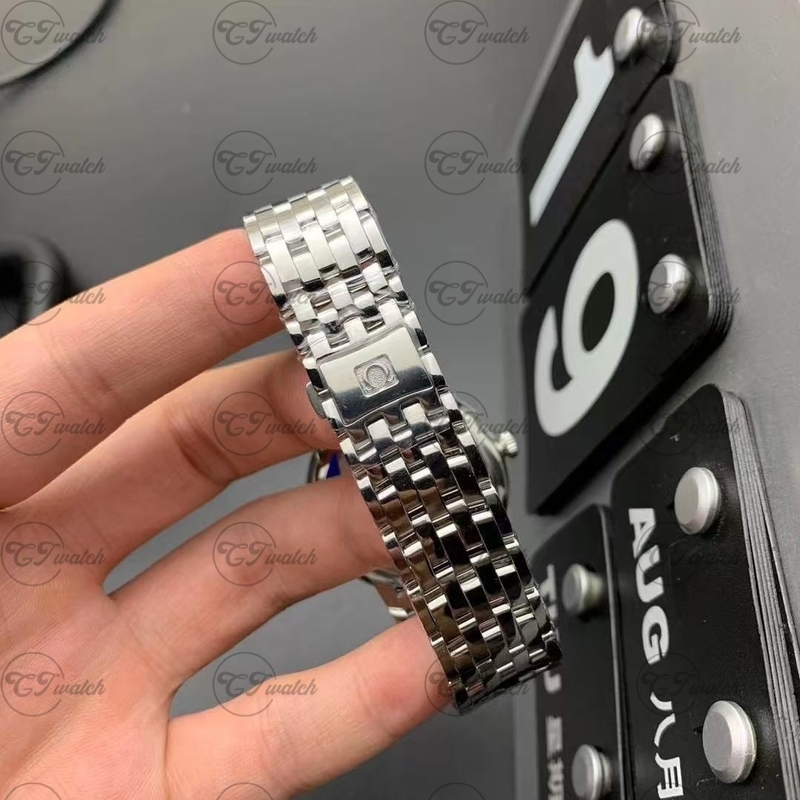 Клон часов Omega De Ville 39,5 мм – механизм Co-Axial 2500, серый опалиновый циферблат, мужские классические часы из нержавеющей стали