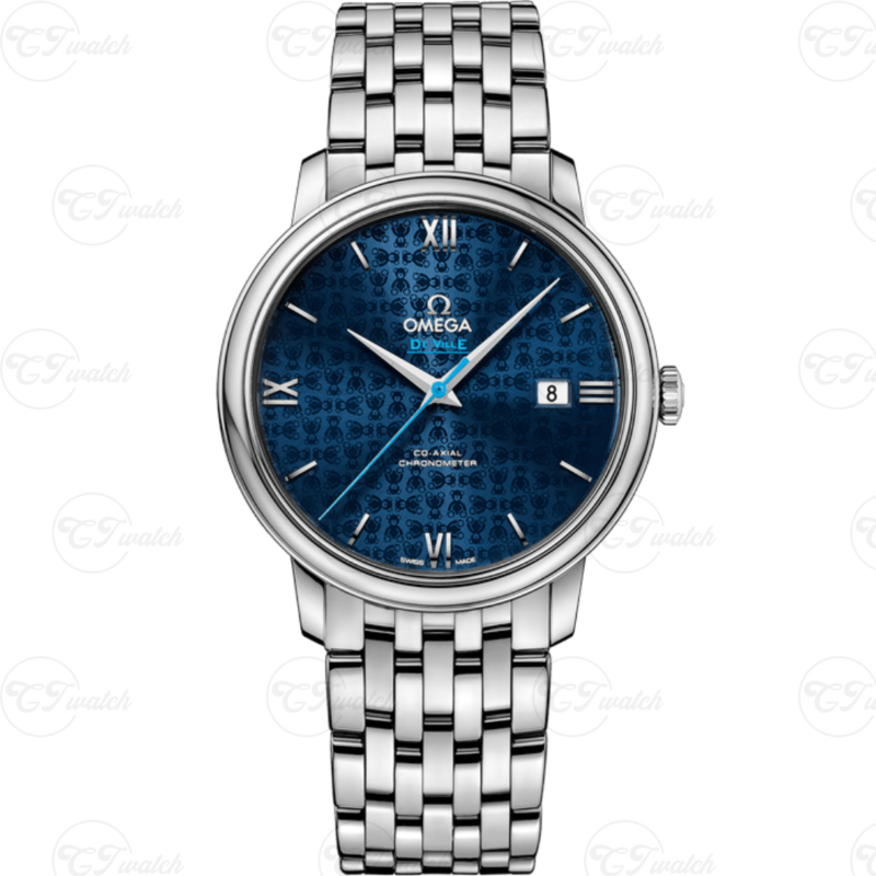 Omega De Ville Prestige 39.5 мм Клонные часы Автоматические 2500 движения Синий циферблат Нержавеющая стальная браслет