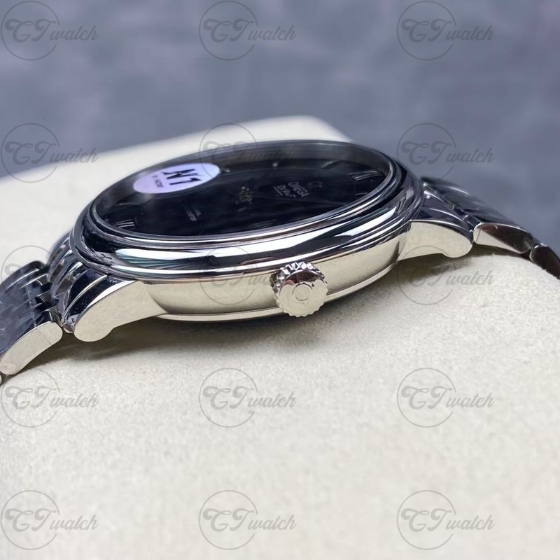 Omega De Ville Prestige 36,8 мм Клон Часы Автоматические 2500 Механизм Черный Циферблат Браслет из Нержавеющей Стали