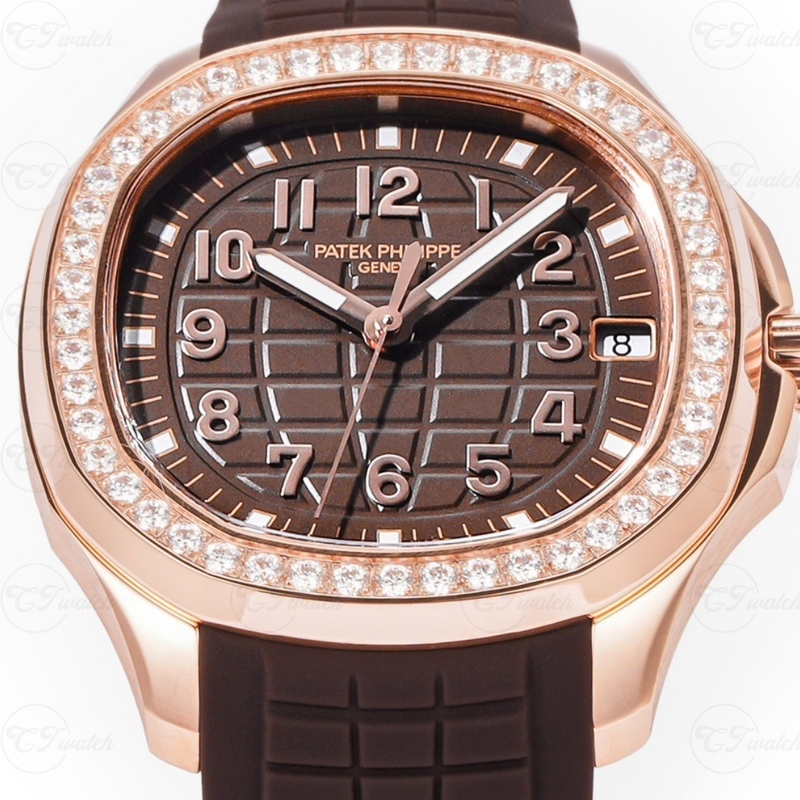 Patek Philippe Aquanaut Stainless Steel Diamond Bezel Black Dial Rubber Strap Automatic Luxury Watch