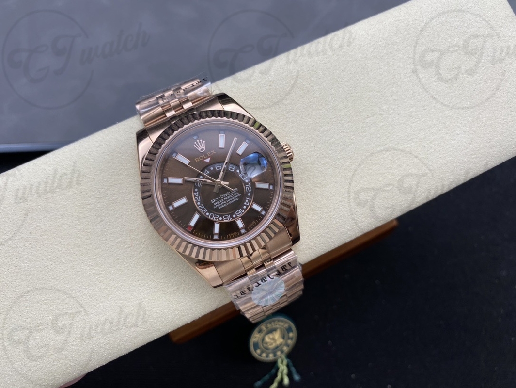 Sky Dweller 42mm: Clone luxury premium chronograph watch with rose gold dial and 9002 movement