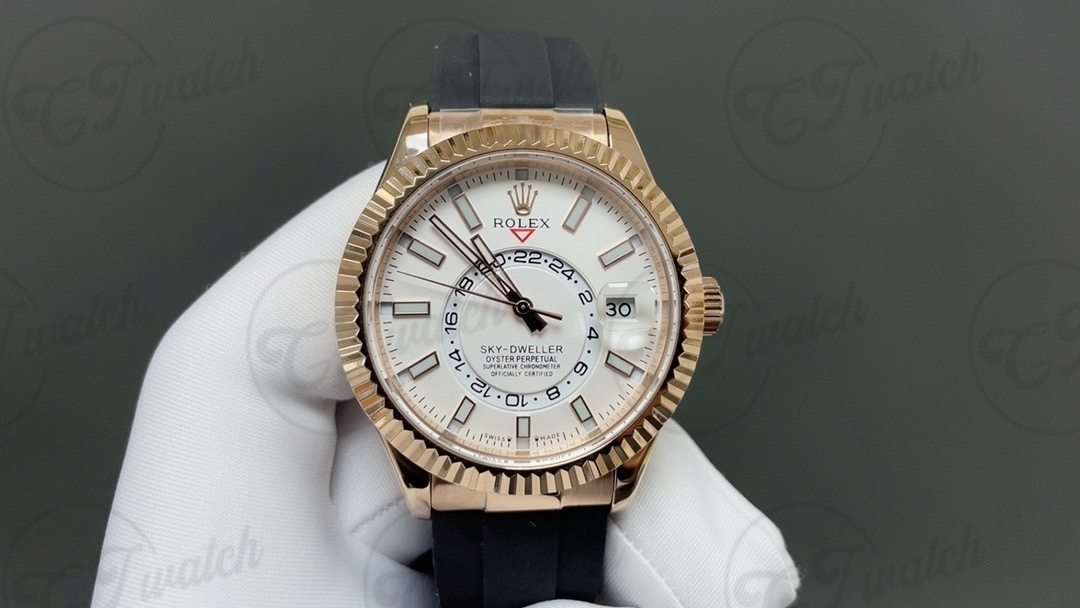 Sky Dweller 42mm: rose gold dial and 9002 movement Clone luxury premium chronograph watch with 
