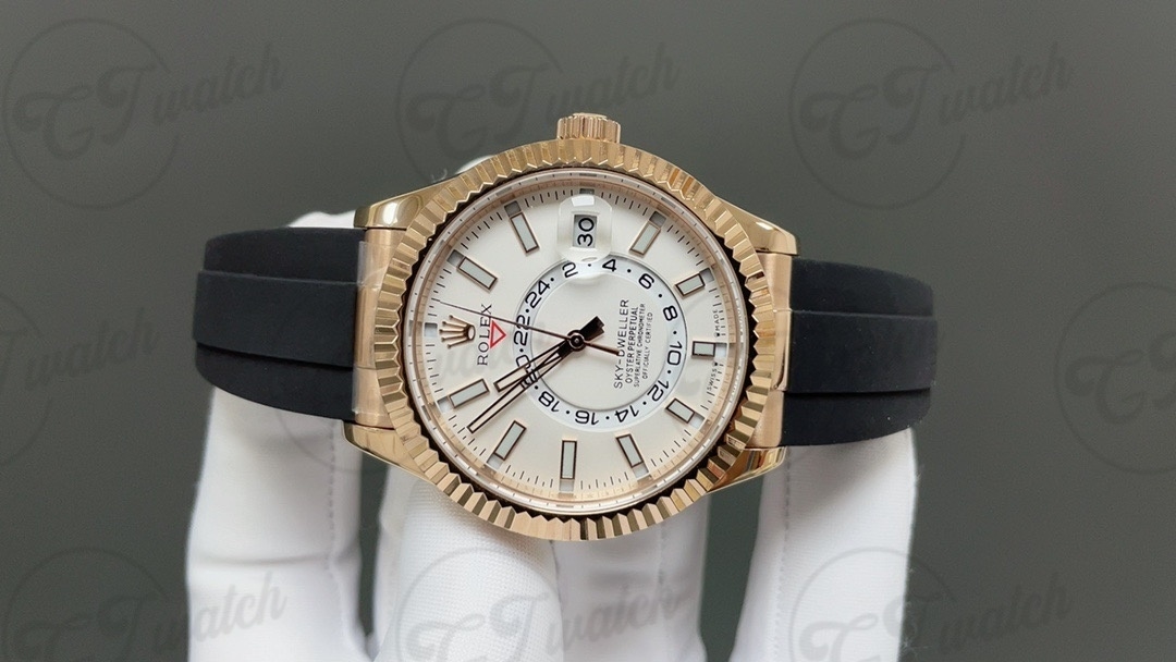 Sky Dweller 42mm: rose gold dial and 9002 movement Clone luxury premium chronograph watch with 