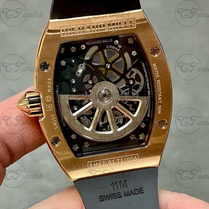 Richard Mille RM 67-01 Extra Flat Skeleton Dial Titanium Case Automatic Mechanical Watch
