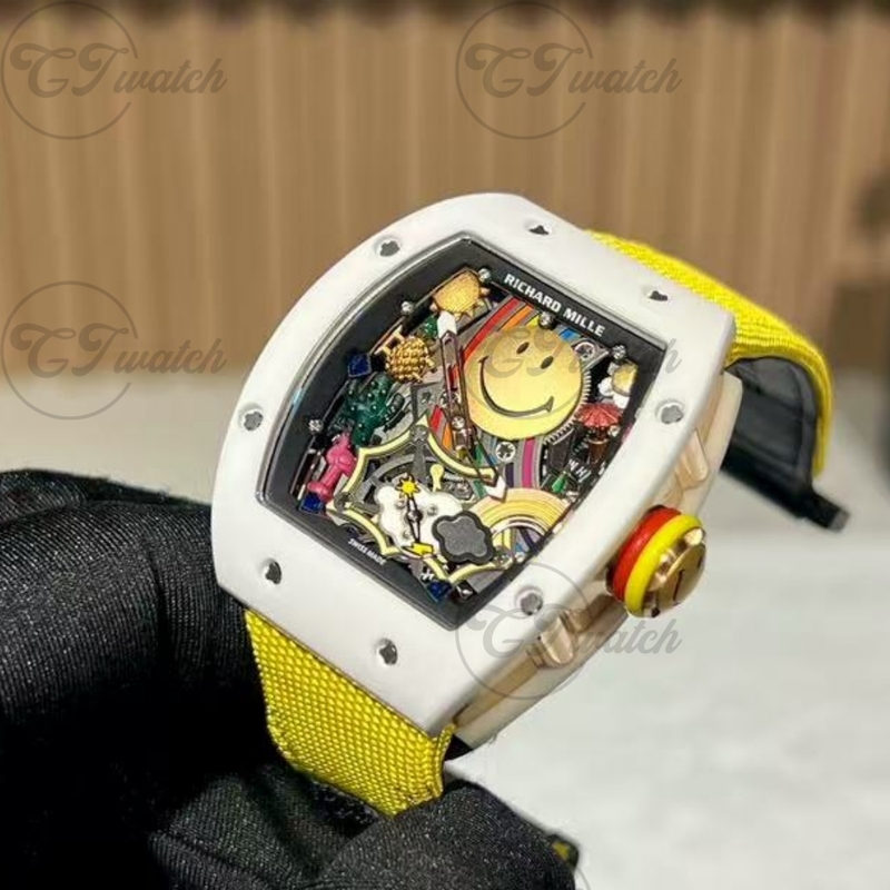 Richard Mille RM 88 Smiley Tourbillon White ATZ Ceramic Case Skeleton Display Limited Edition