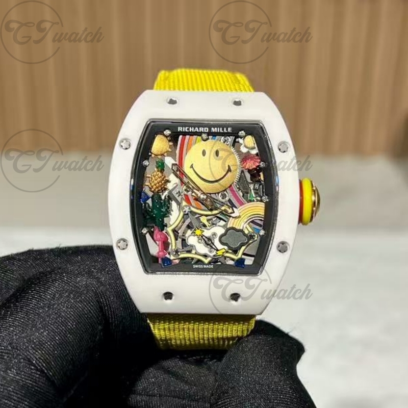 Richard Mille RM 88 Smiley Tourbillon White ATZ Ceramic Case Skeleton Display Limited Edition
