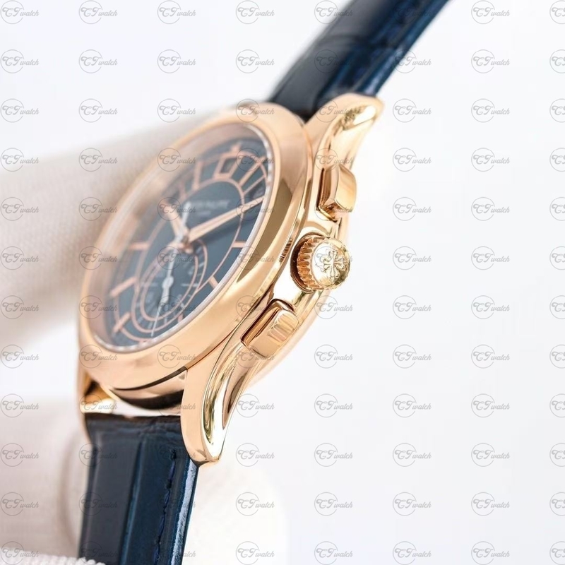 Patek Philippe 5905R Rose Gold Blue Dial Annual Calendar Chronograph Automatic Clone Watch Luxury Men