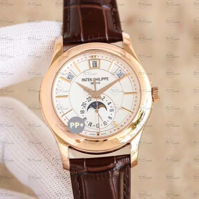 Patek Philippe 5205G rose Gold whiteDial Annual Calendar Automatic Super Clone Luxury Watch Men