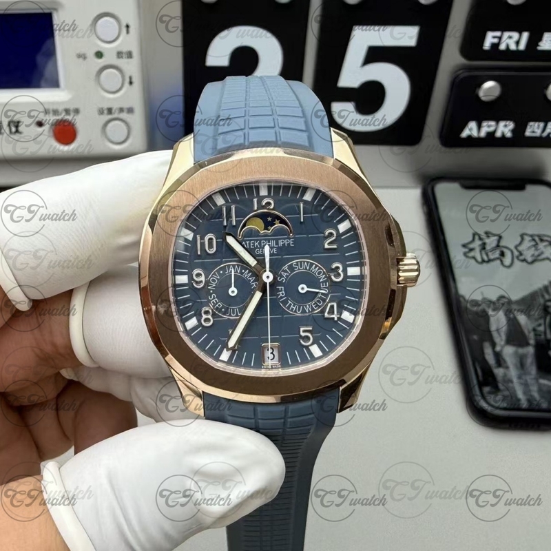 Patek Philippe 5261R Rose Gold Aquanaut Annual Calendar Travel Time Super Clone Automatic Luxury Watch Men