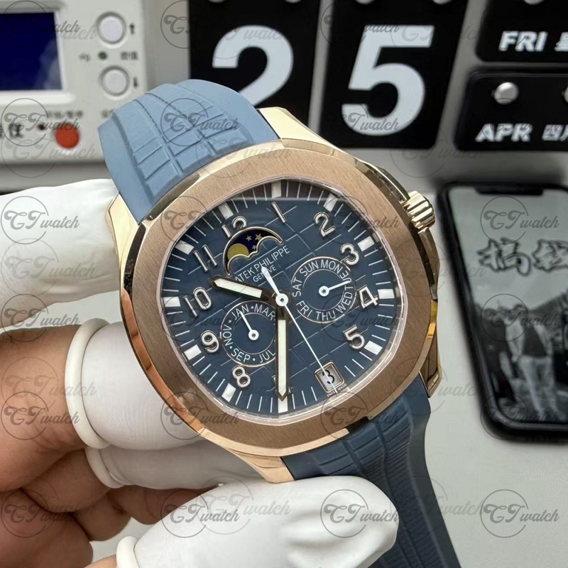 Patek Philippe 5261R Rose Gold Aquanaut Annual Calendar Travel Time Super Clone Automatic Luxury Watch Men
