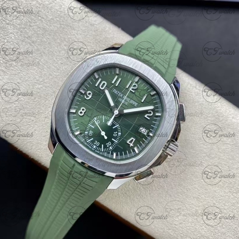 Patek Philippe Aquanaut 5968R steel belt  Chronograph green Dial Super Clone Automatic Luxury Watch Men