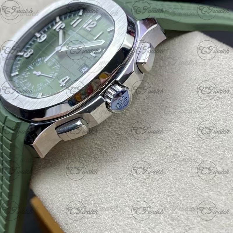 Patek Philippe Aquanaut 5968R steel belt  Chronograph green Dial Super Clone Automatic Luxury Watch Men