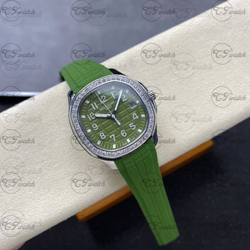Patek Philippe Aquanaut 5268 White Gold green Dial Luce Automatic Super Clone Luxury Watch Women