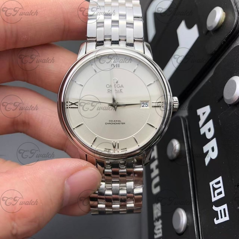 Omega De Ville Prestige 39.5mm white Dial Co-Axial Chronometer Men’s Dress Watch