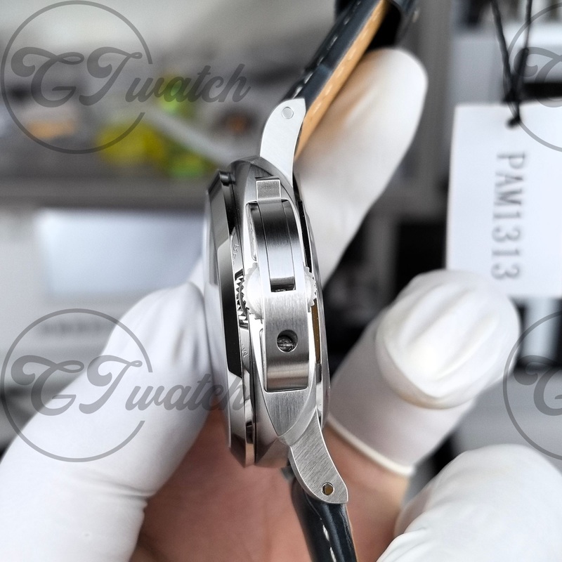 Panerai Luminor Marina Blue Dial Stainless Steel Automatic Watch with Black Leather Strap