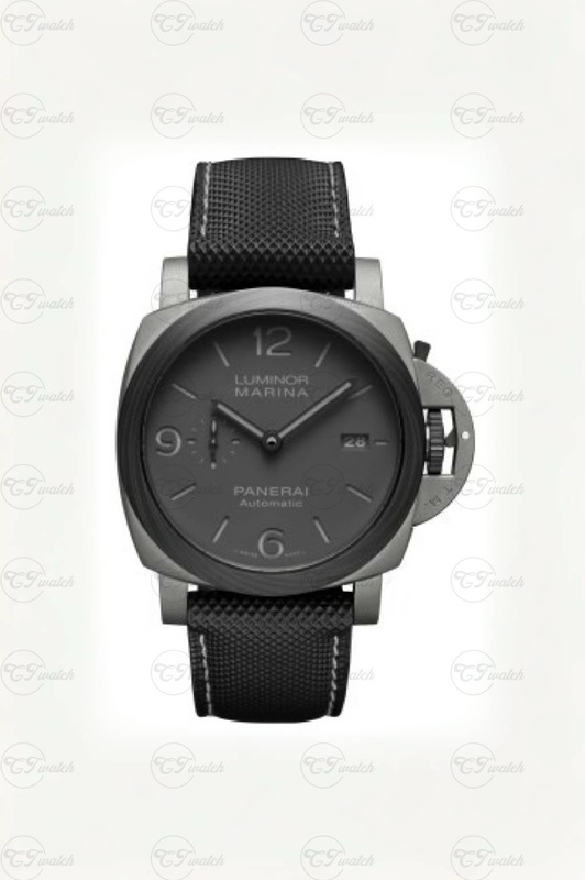 Panerai Luminor Marina Blue Dial Stainless Steel Automatic Watch with Black Leather Strap