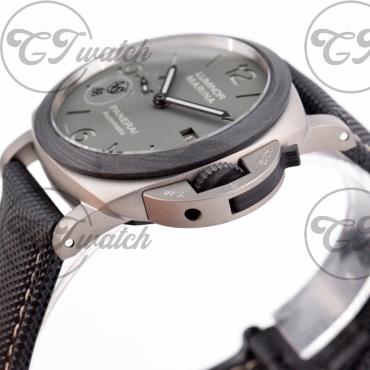 Panerai Luminor Marina Blue Dial Stainless Steel Automatic Watch with Black Leather Strap