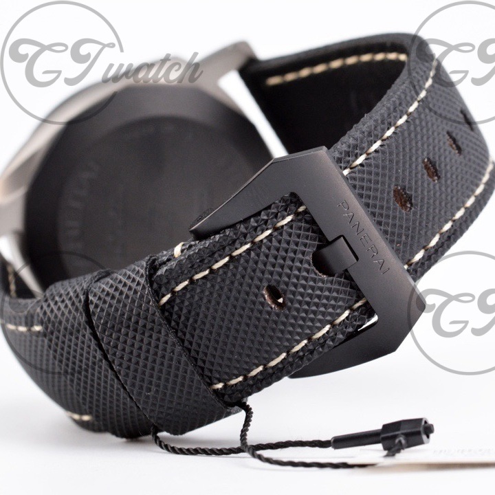 Panerai Luminor Marina Blue Dial Stainless Steel Automatic Watch with Black Leather Strap