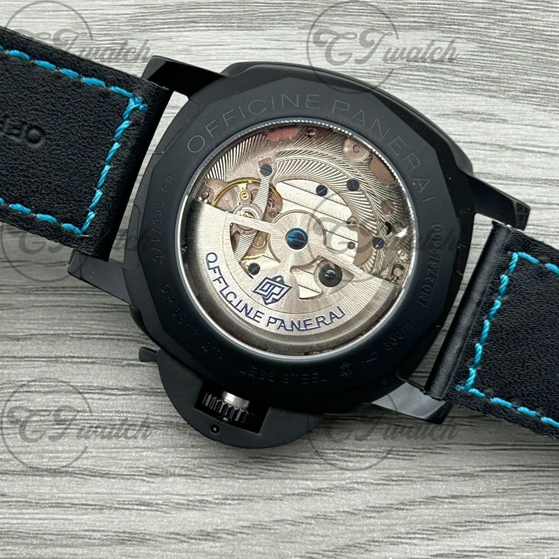 Panerai Luminor Marina Blue Dial 18K Rose Gold Automatic Watch with Blue Alligator Leather Strap
