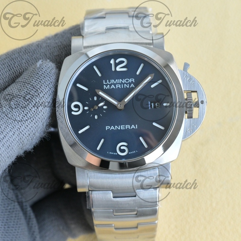 Panerai Luminor Marina Blue Dial Stainless Steel Automatic Watch with Stainless Steel Bracelet