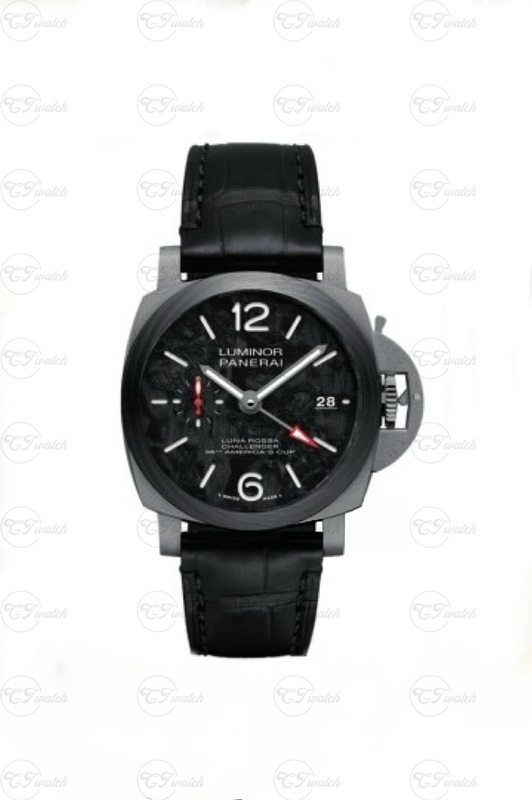 Panerai Luminor Luna Rossa Challenger Carbon Dial Ceramic Automatic Watch with Black Alligator Leather Strap