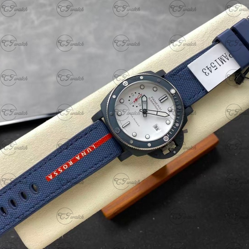 Panerai Submersible Luna Rossa 44mm Carbotech Automatic Dive Watch with Navy Nylon Strap (High-Performance P.9010 Movement, Racing-Inspired Durability & Precision)