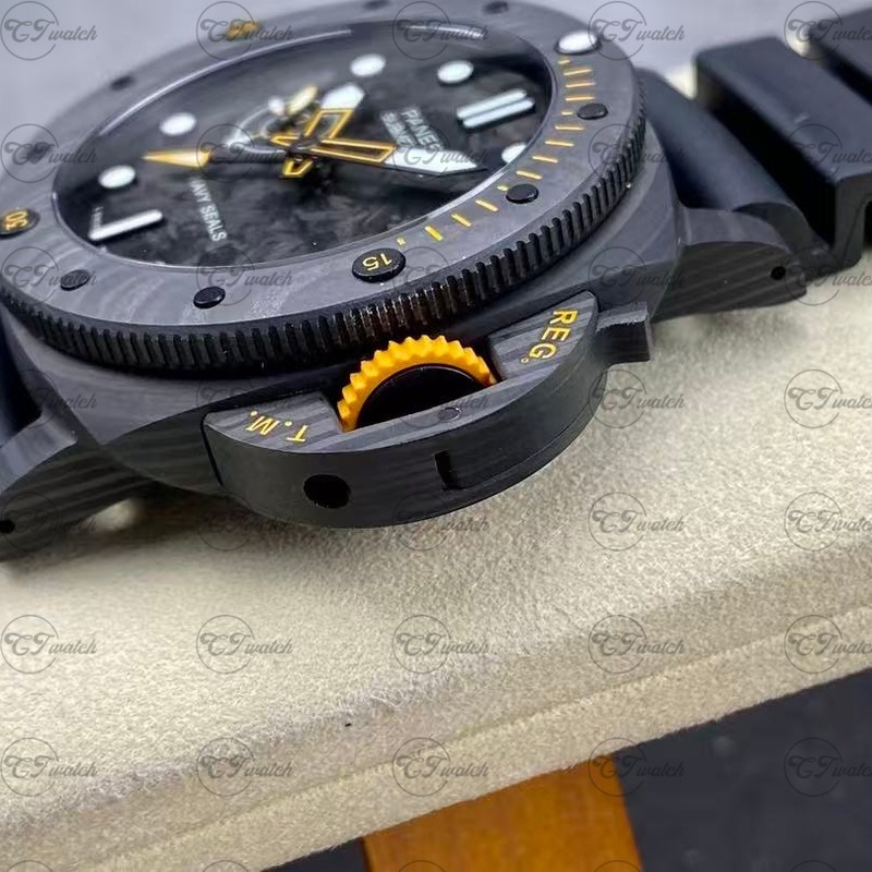 Panerai Submersible Navy SEALs Edition 47mm Carbotech Automatic Dive Watch with Black Rubber Strap (High-Performance P.9010 Movement, Military-Grade Durability & Tactical Precision)