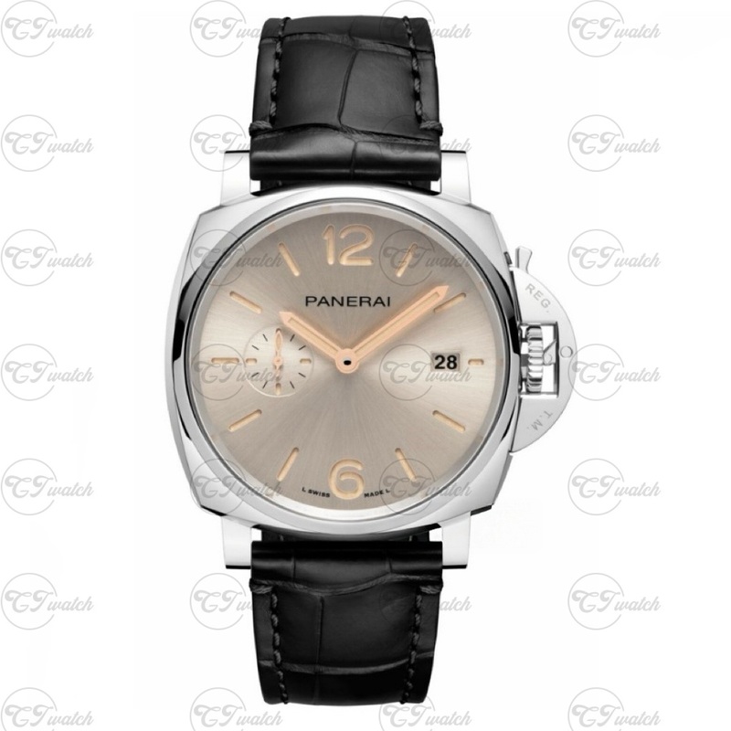 Panerai Luminor Due 42mm Stainless Steel Automatic Watch with Black Alligator Leather Strap (High-End P.9000 Movement, Elegant Craftsmanship & Timeless Design)