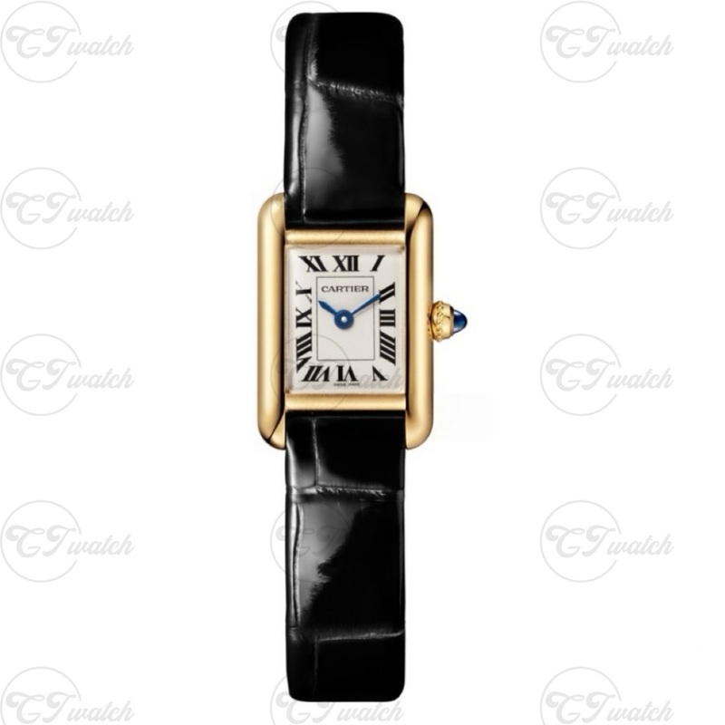 Cartier Tank Américaine 18K Yellow Gold Quartz Watch with Black Alligator Leather Strap (Exquisite Swiss Craftsmanship, Timeless Luxury & Petite Elegance)