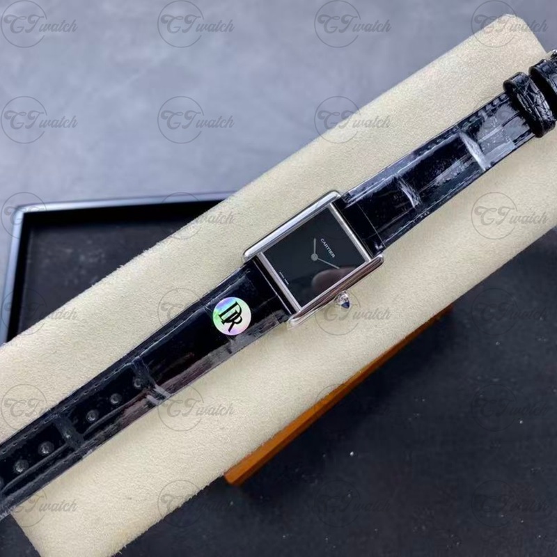 Cartier Tank Cintrée 24×35mm Premium Quartz Watch with Black Alligator Leather Strap (Swiss Precision, Art Deco Elegance & Timeless Craftsmanship)