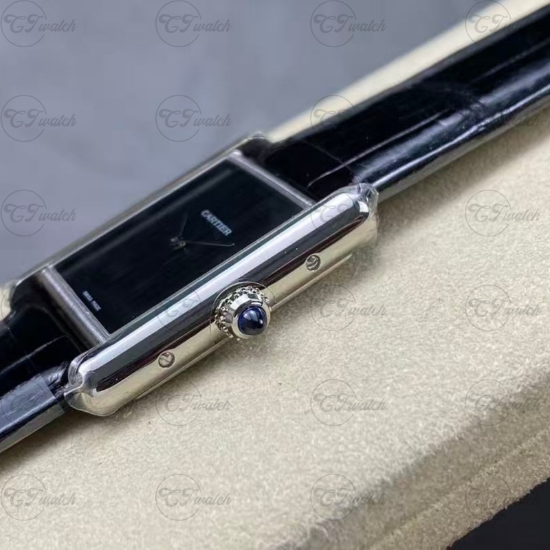 Cartier Tank Cintrée 24×35mm Premium Quartz Watch with Black Alligator Leather Strap (Swiss Precision, Art Deco Elegance & Timeless Craftsmanship)