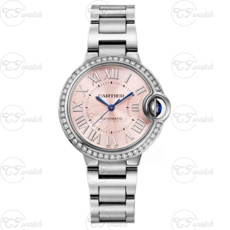 Cartier Ballon Bleu de Cartier 36mm Stainless Steel Automatic Watch with Diamond Bezel (Premium 1847 MC Movement, Exquisite Craftsmanship & Glamorous Elegance)