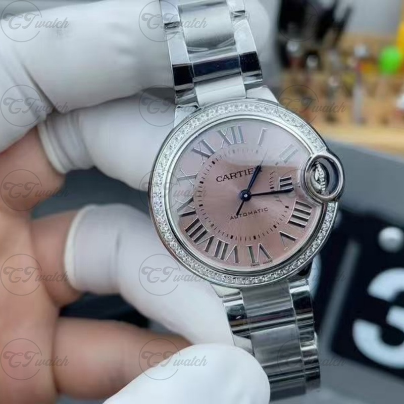 Cartier Ballon Bleu de Cartier 36mm Stainless Steel Automatic Watch with Diamond Bezel (Premium 1847 MC Movement, Exquisite Craftsmanship & Glamorous Elegance)
