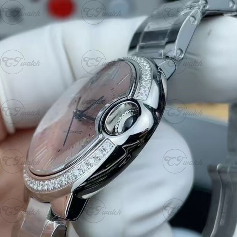 Cartier Ballon Bleu de Cartier 36mm Stainless Steel Automatic Watch with Diamond Bezel (Premium 1847 MC Movement, Exquisite Craftsmanship & Glamorous Elegance)
